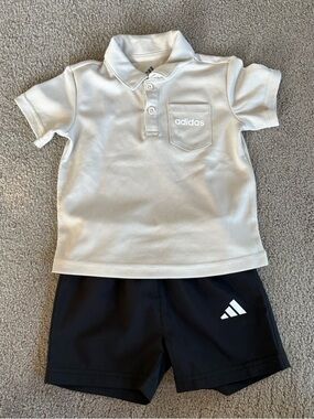 Adidas Baby Boy 2-Piece Polo & Shorts Set Outfit - 12 Months